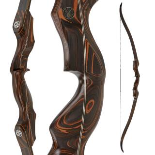 JACKALOPE - Tigerseye SINGLE PIECES - 62-64 inch - 30-45 lbs - Take Down Recurve Bow